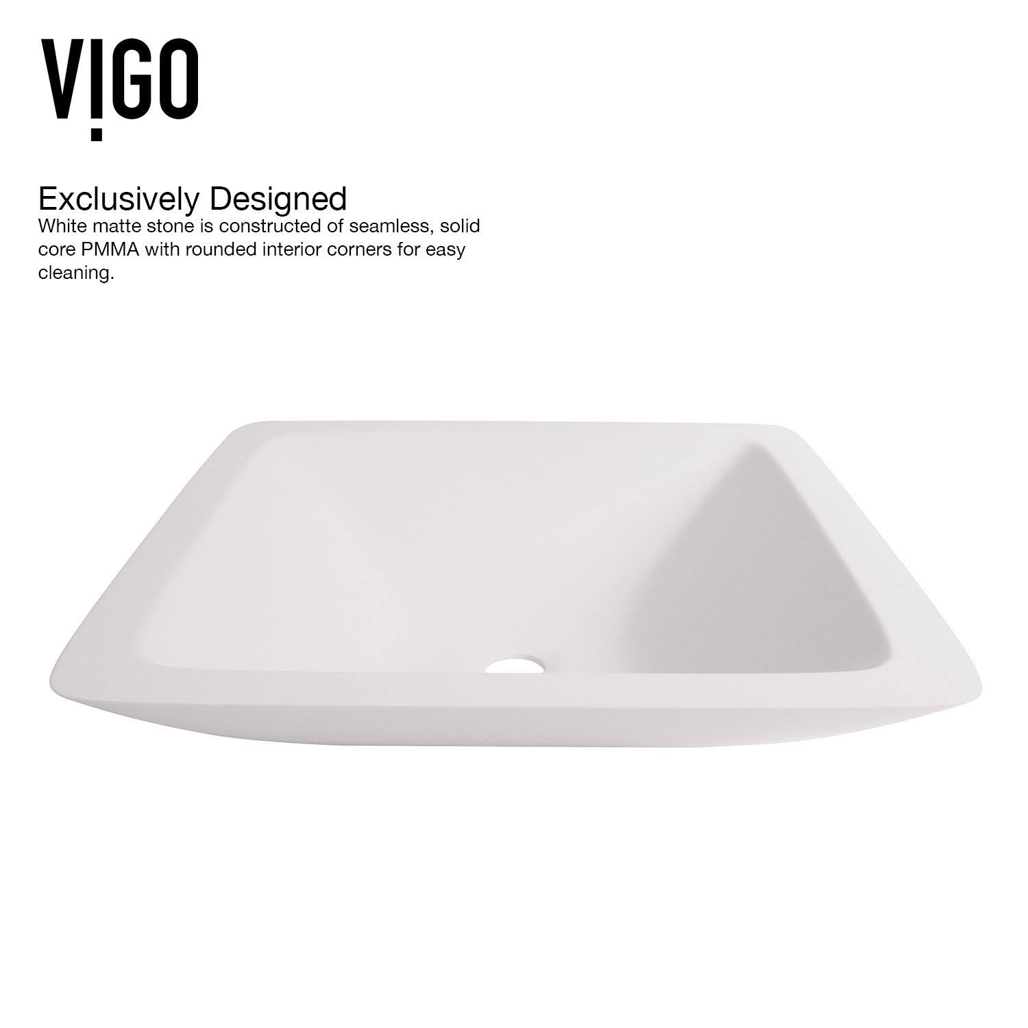 Matte Stone Vessel Bathroom Sink Set with Vessel Faucet in Matte Black L247940