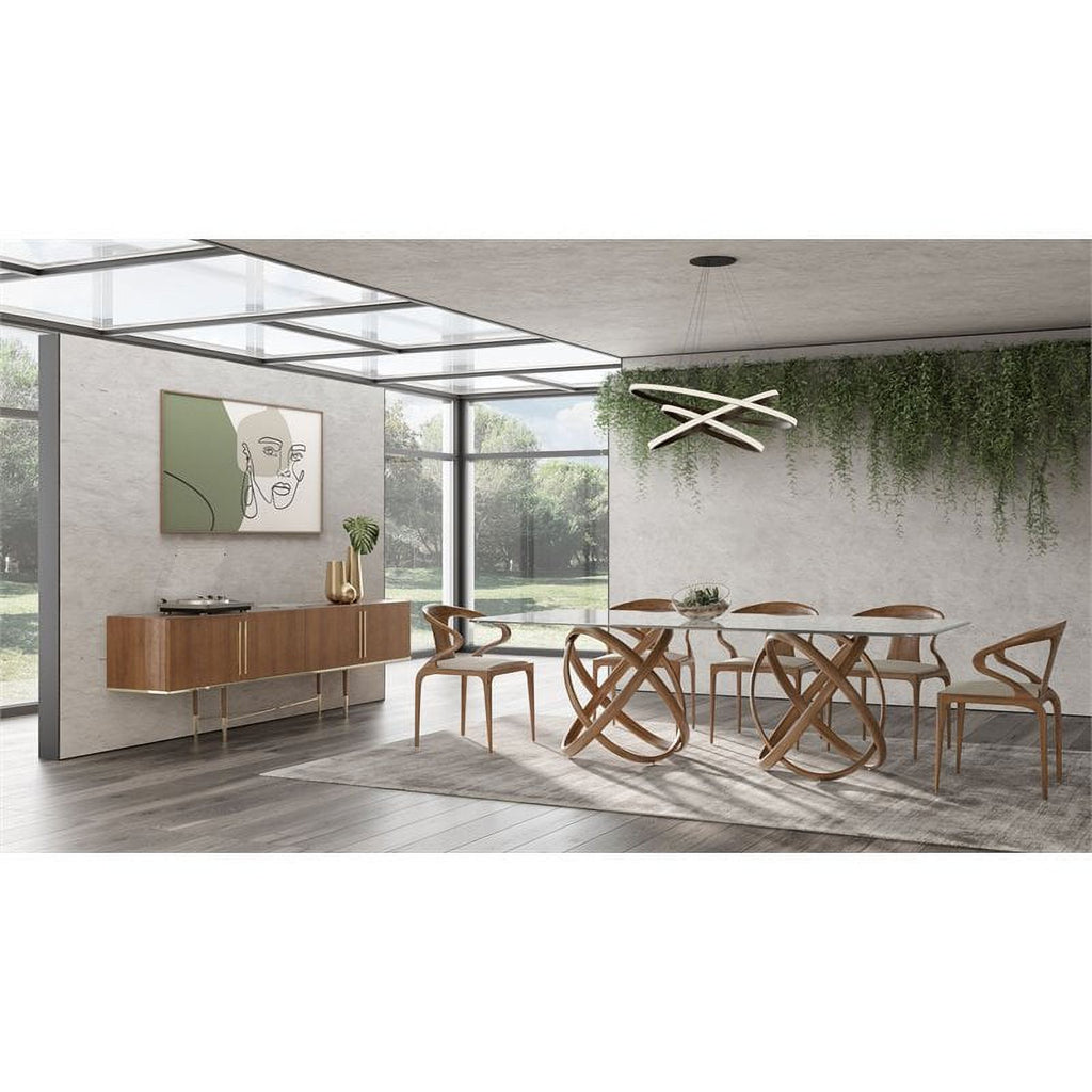 Walnut Solid Wood & Glass Rectangular Dining Table Z6217