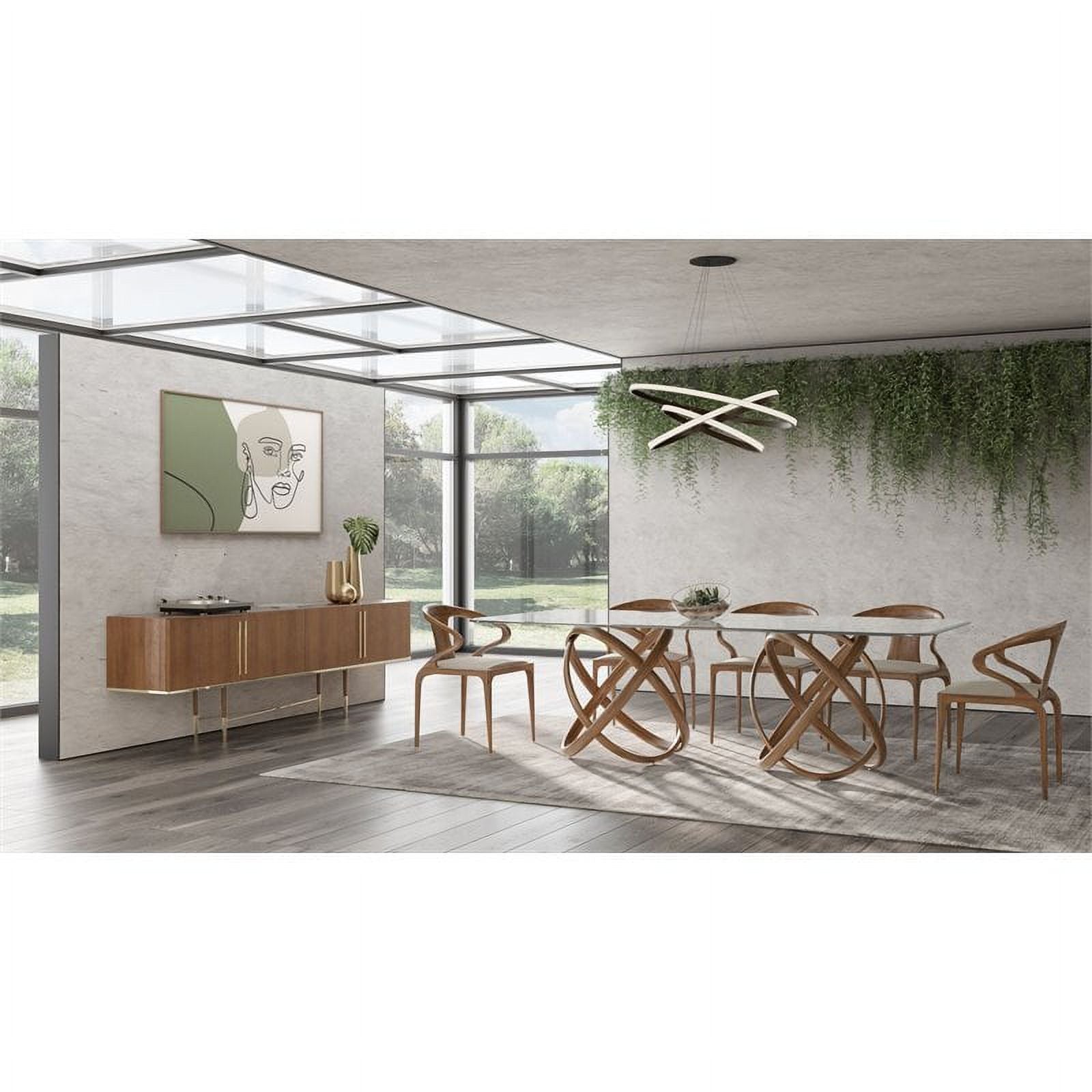 Walnut Solid Wood & Glass Rectangular Dining Table Z6217