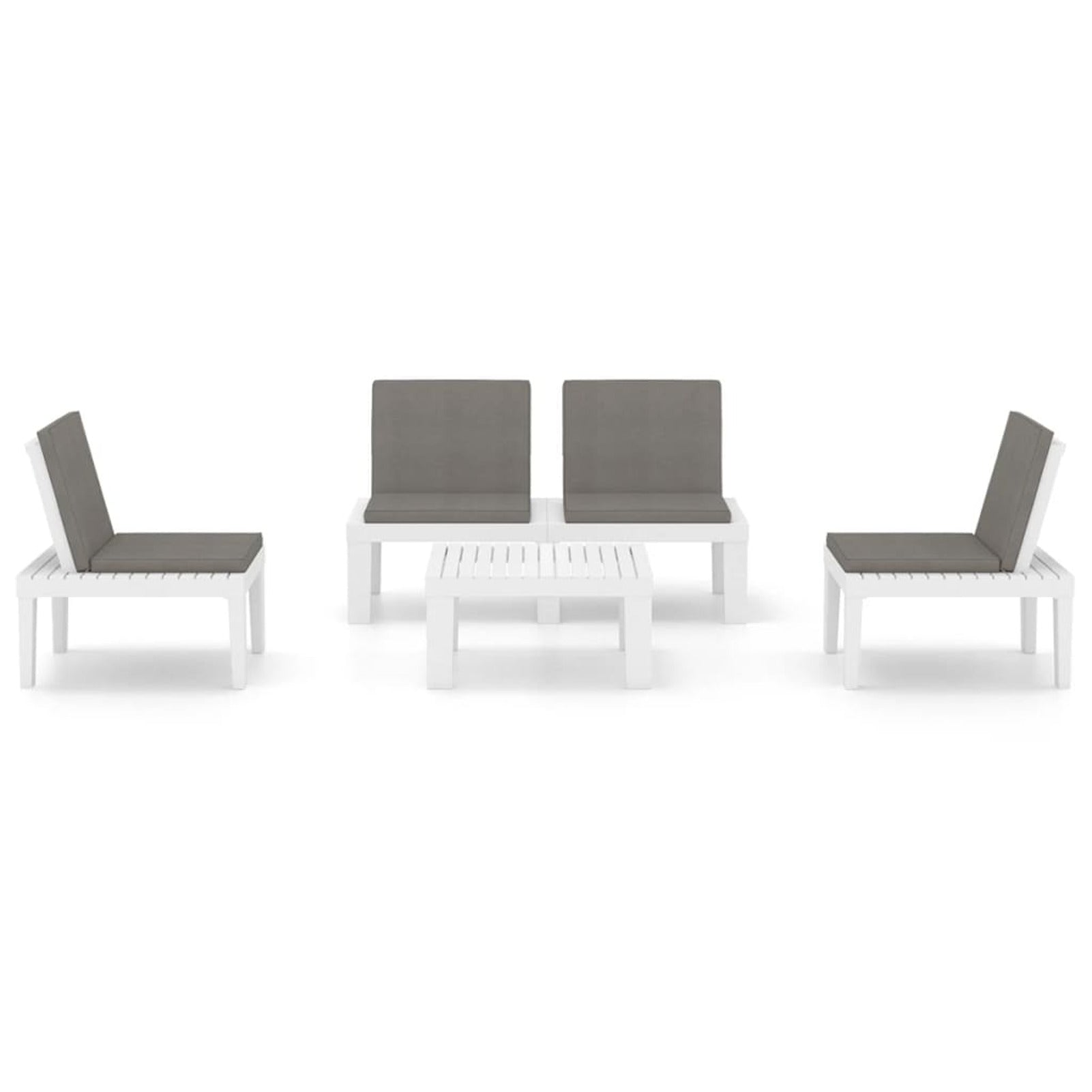 4 Piece Patio Lounge Set with Anthracite Cushions Plastic White Outdoor Sectional Sofa Set K48860