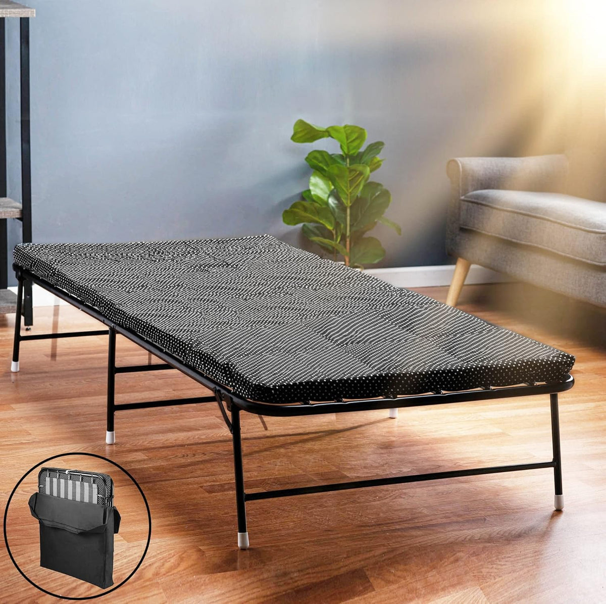 Folding Bed with Memory Foam Mattress and Carrying Bag B2549