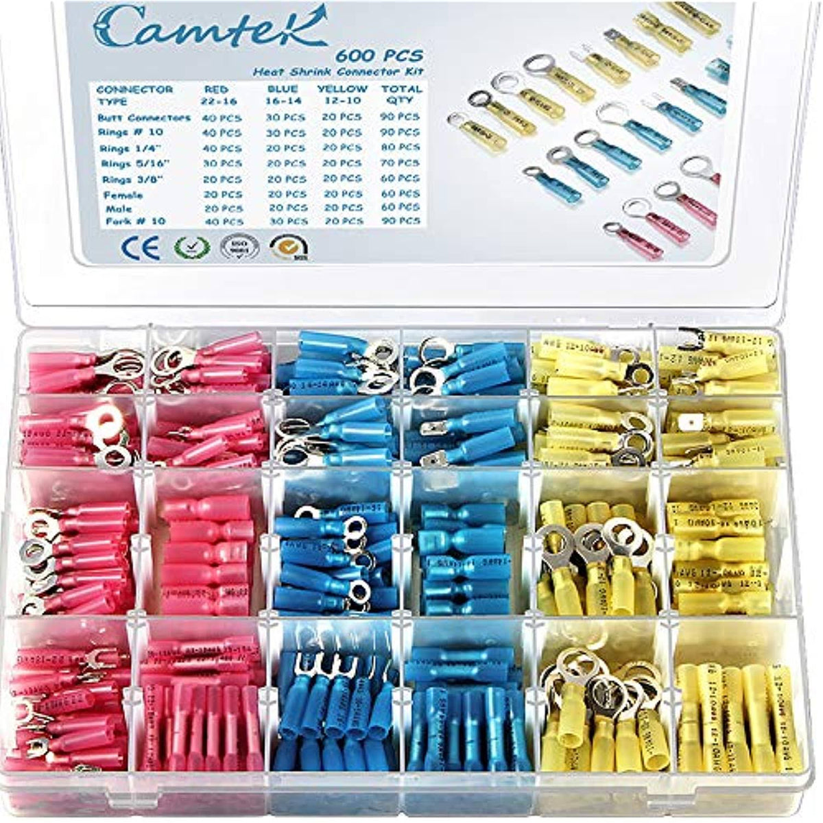 600 Pcs Heat Shrink Waterproof Butt Wire Connectors Terminals M517