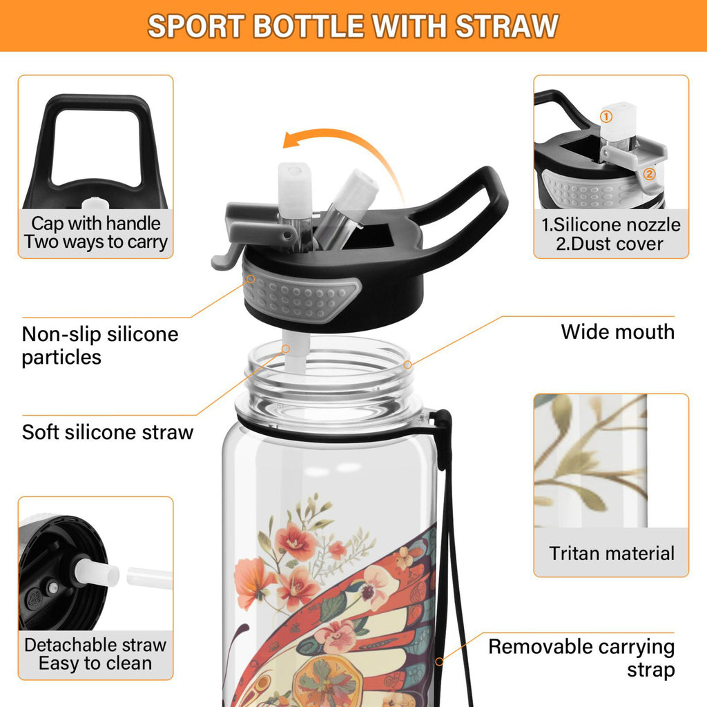 Clear 32oz Tritan Water Bottle with Straw Y930525