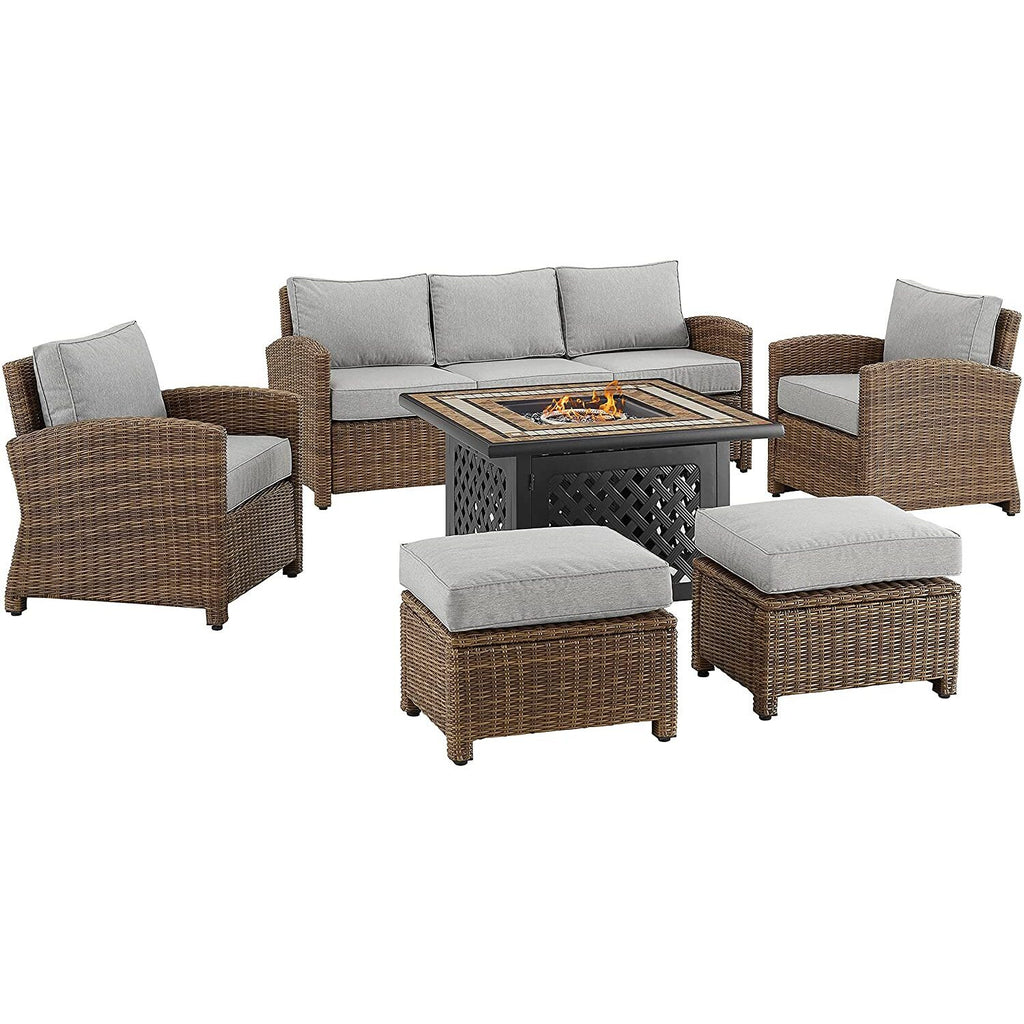 6Pc Outdoor Wicker Sofa Set with Fire Table M3231