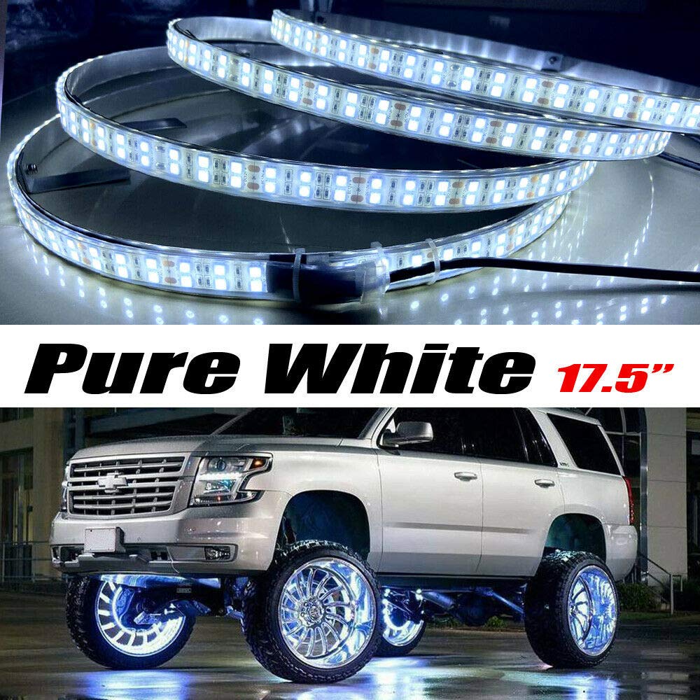 White Double Row Wheel Rim Lights Set of 4 C964