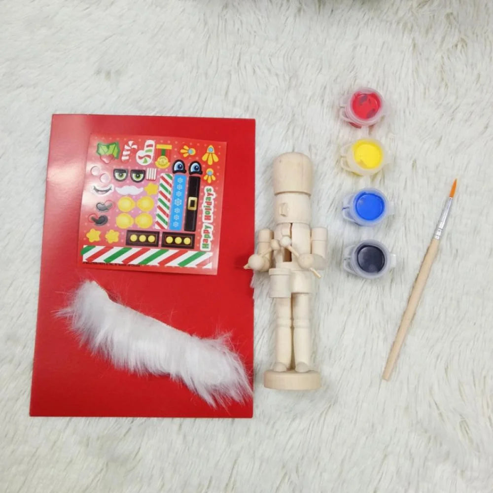 6Pcs Wooden Nutcracker Puppets DIY Blank Paint Toy Unpainted Doll G440
