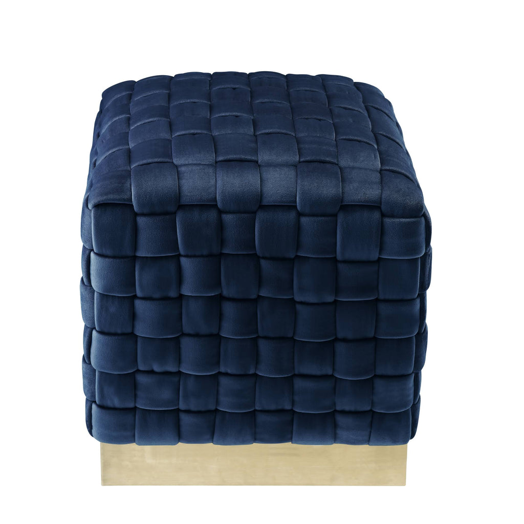 Navy Gold Velvet Cube Ottoman A843