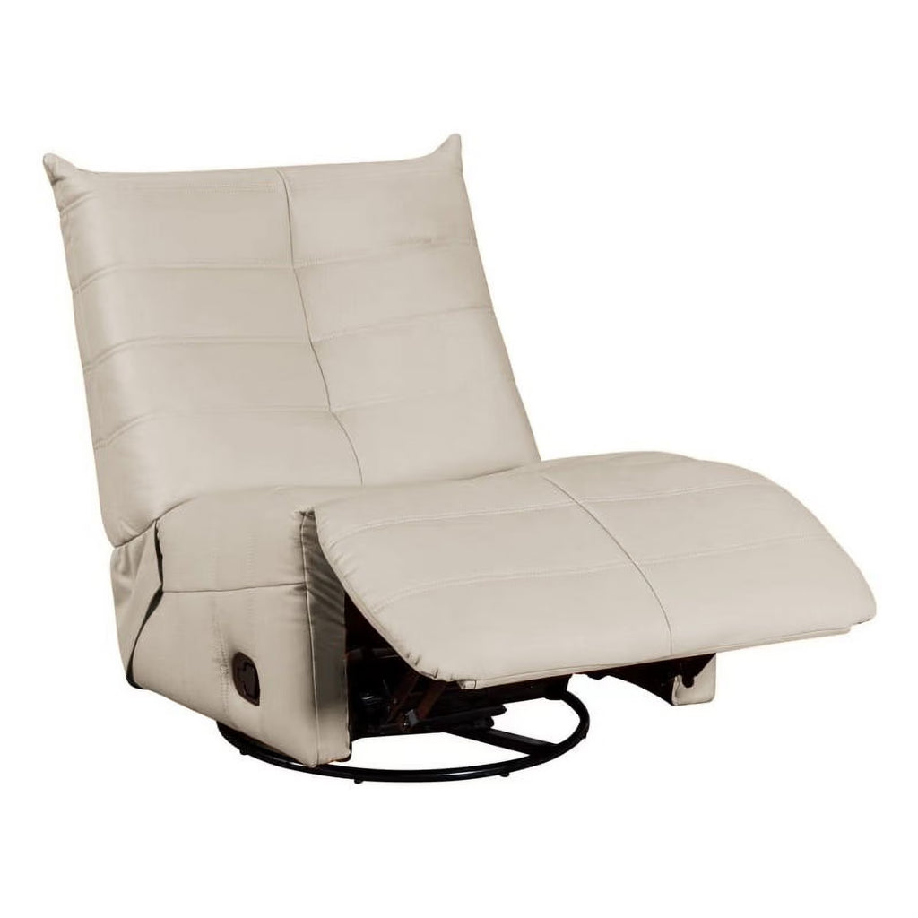 Modern Beige Faux Leather Swivel Glider Recliner L19093