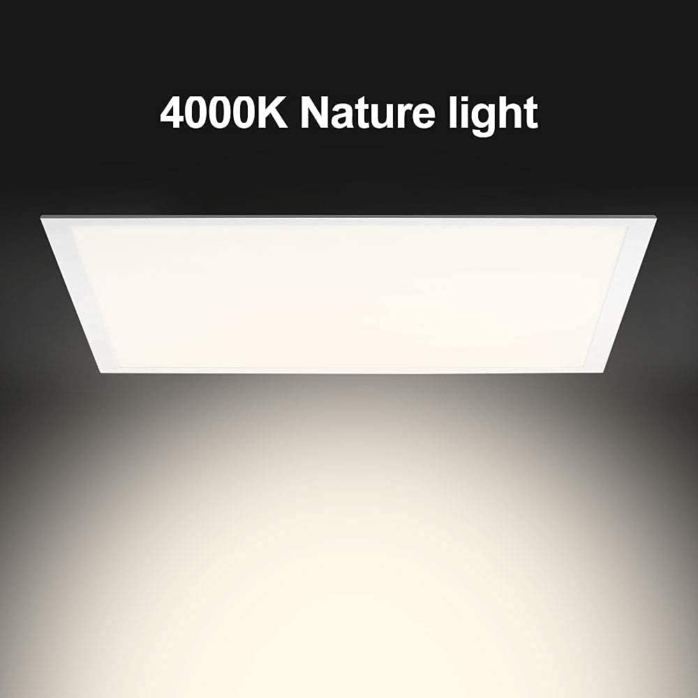 2X2 FT 39W 4000K 4290 LM Back Lit LED Flat Panel Troffer Light Fixture, 4-Pack Y728