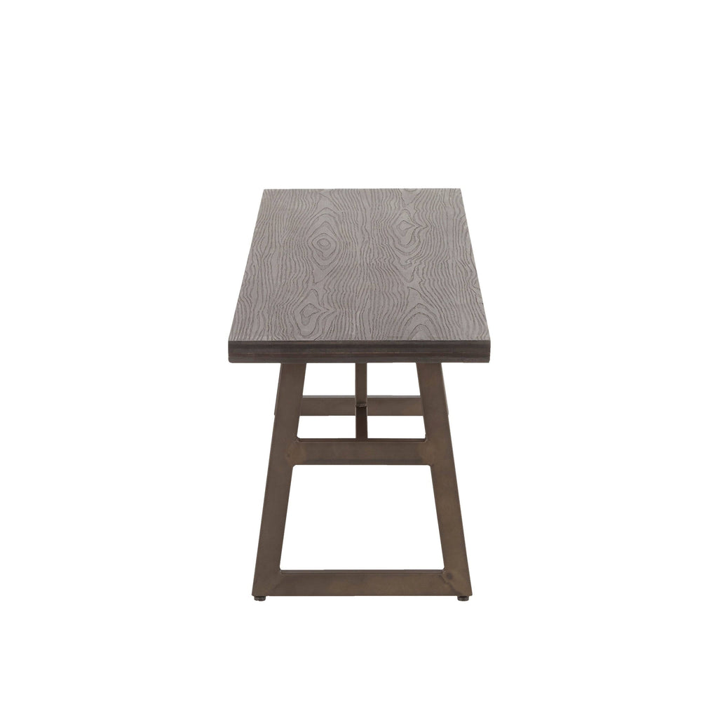 Black/Brown Metal and Wood Industrial Bench N82586