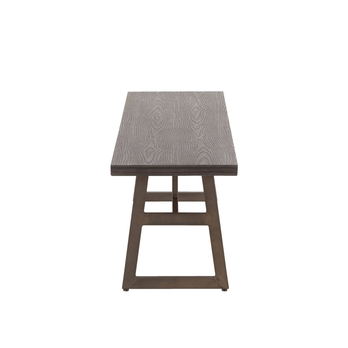 Black/Brown Metal and Wood Industrial Bench N82586