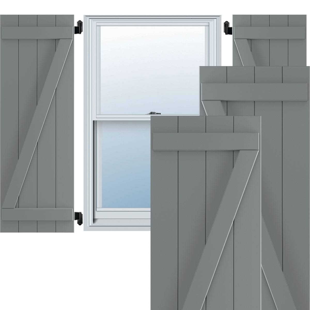 PVC Four Board Joined Board and Batten Shutters with Z-Bar, Ocean Swell D481