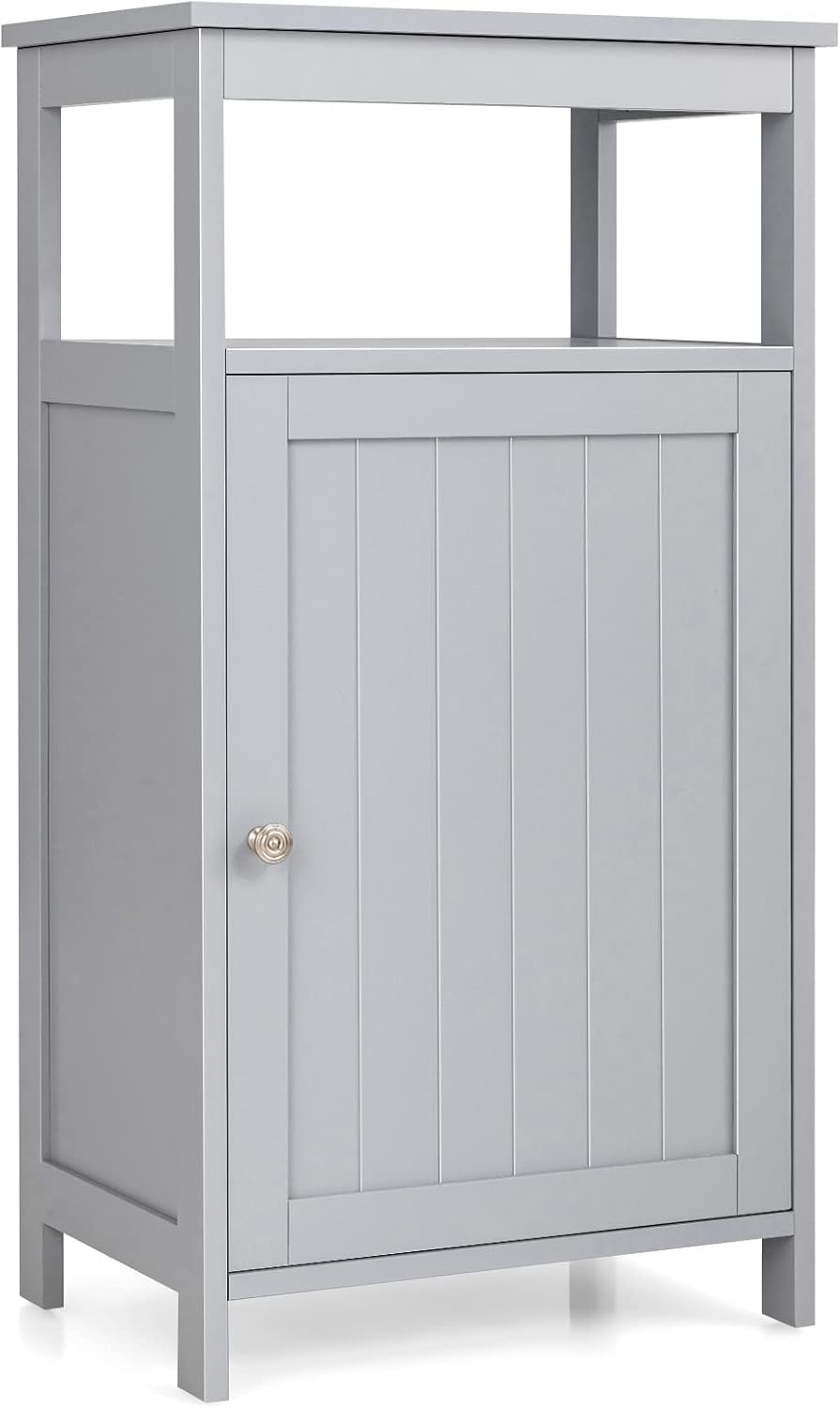 White Single Door Adjustable Shelf Floor Storage Cabinet E319