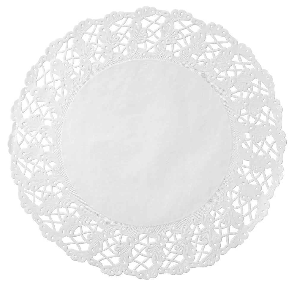 White 14 in. Round Cake Lace Doilies O44402