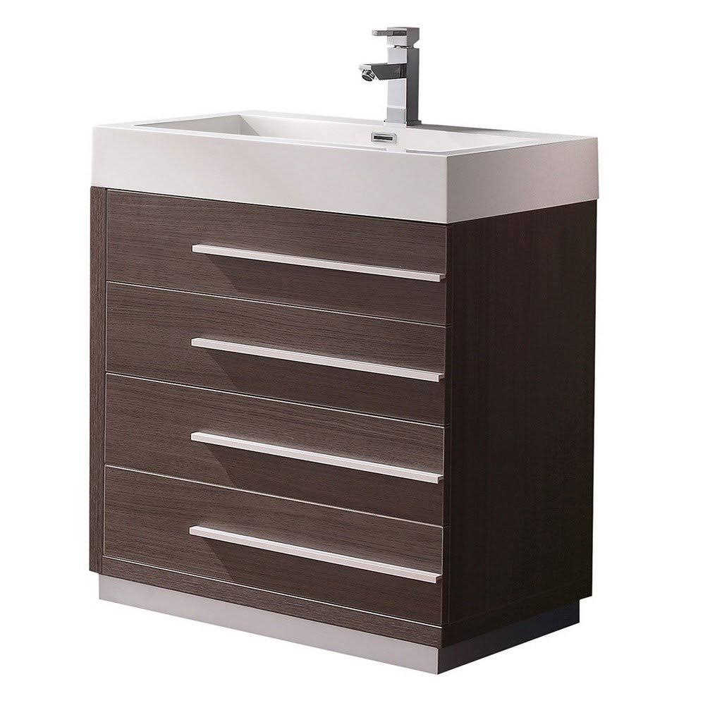 Gray Oak Bathroom Cabinet with Integrated Sink T252