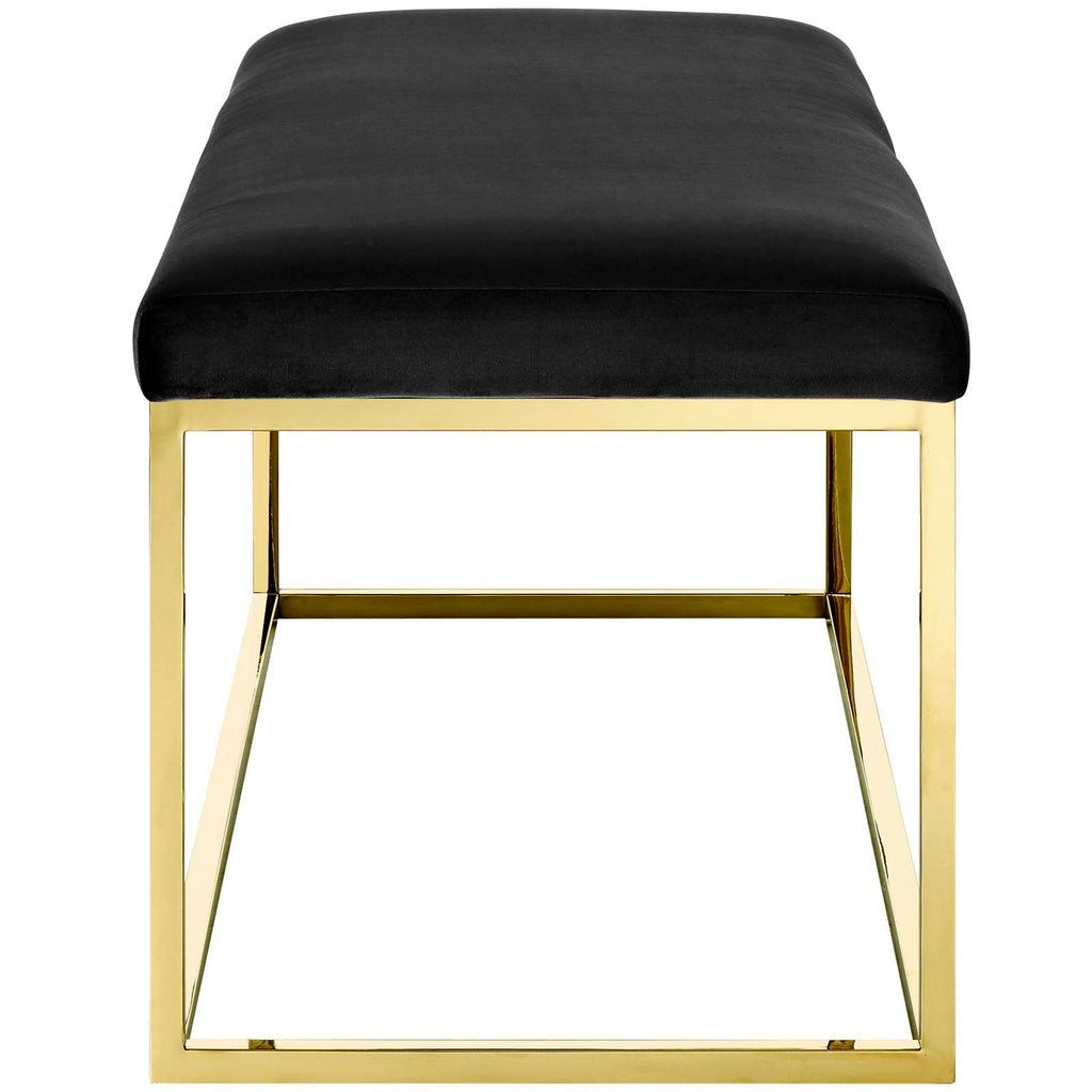Gold Black Velvet Accent Chair Bench W286