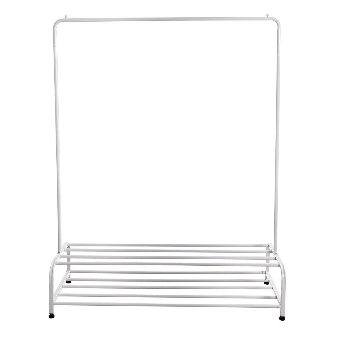 White Metal Garment Rack with Shelves U280373
