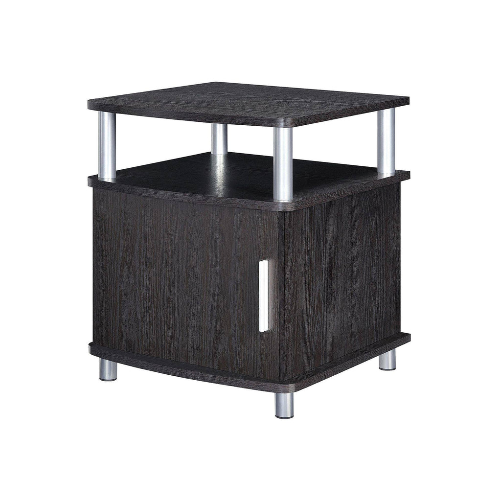 Espresso/Silver End Table with Storage K6321