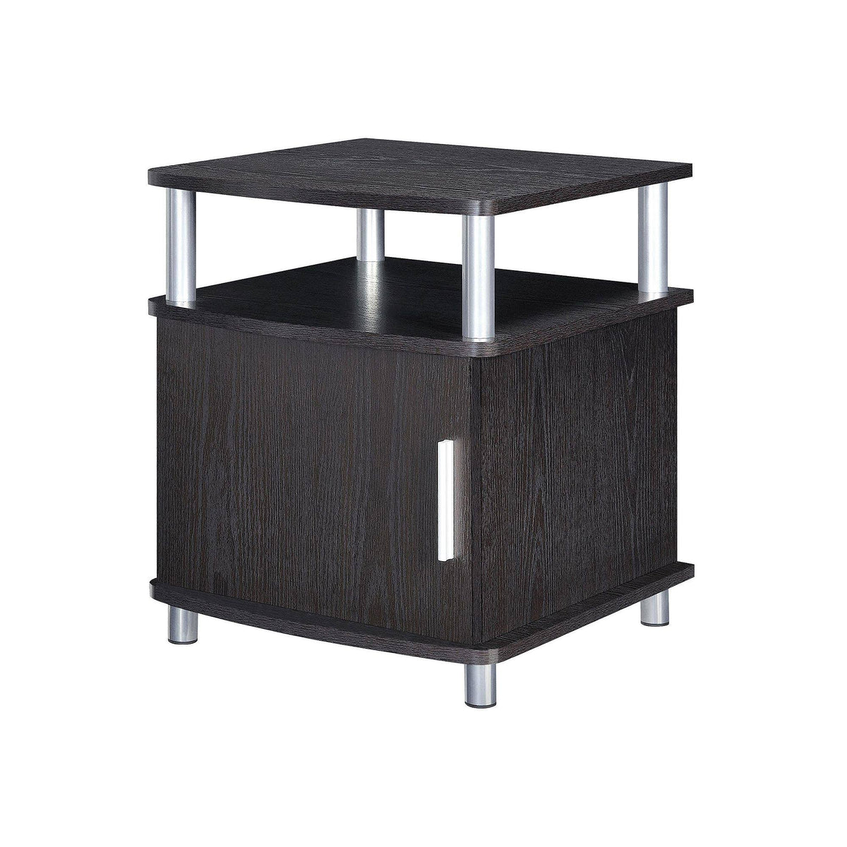 Espresso/Silver End Table with Storage K6321