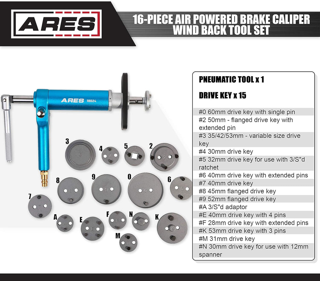 16-Piece Brake Caliper Wind Back Tool Set with Storage Case P319