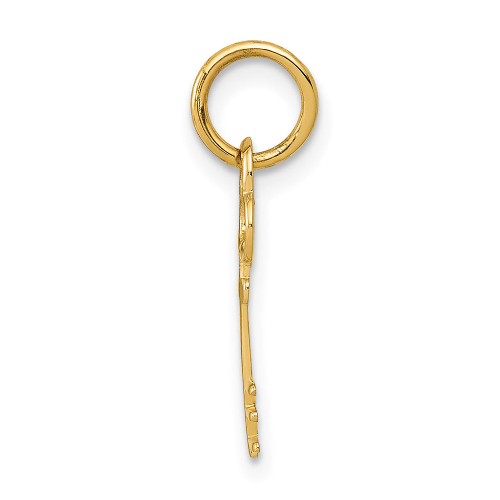 14K Yellow Gold Key Letter E Initial Pendant Charm With 10K Yellow Gold Rope Chain Necklace 18'' Y14943