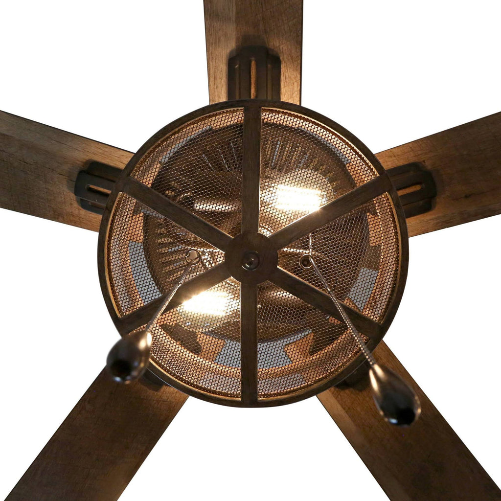 52x22 LED 5-Blade Woodgrain Caged Farmhouse Lighted Ceiling Fan G577498