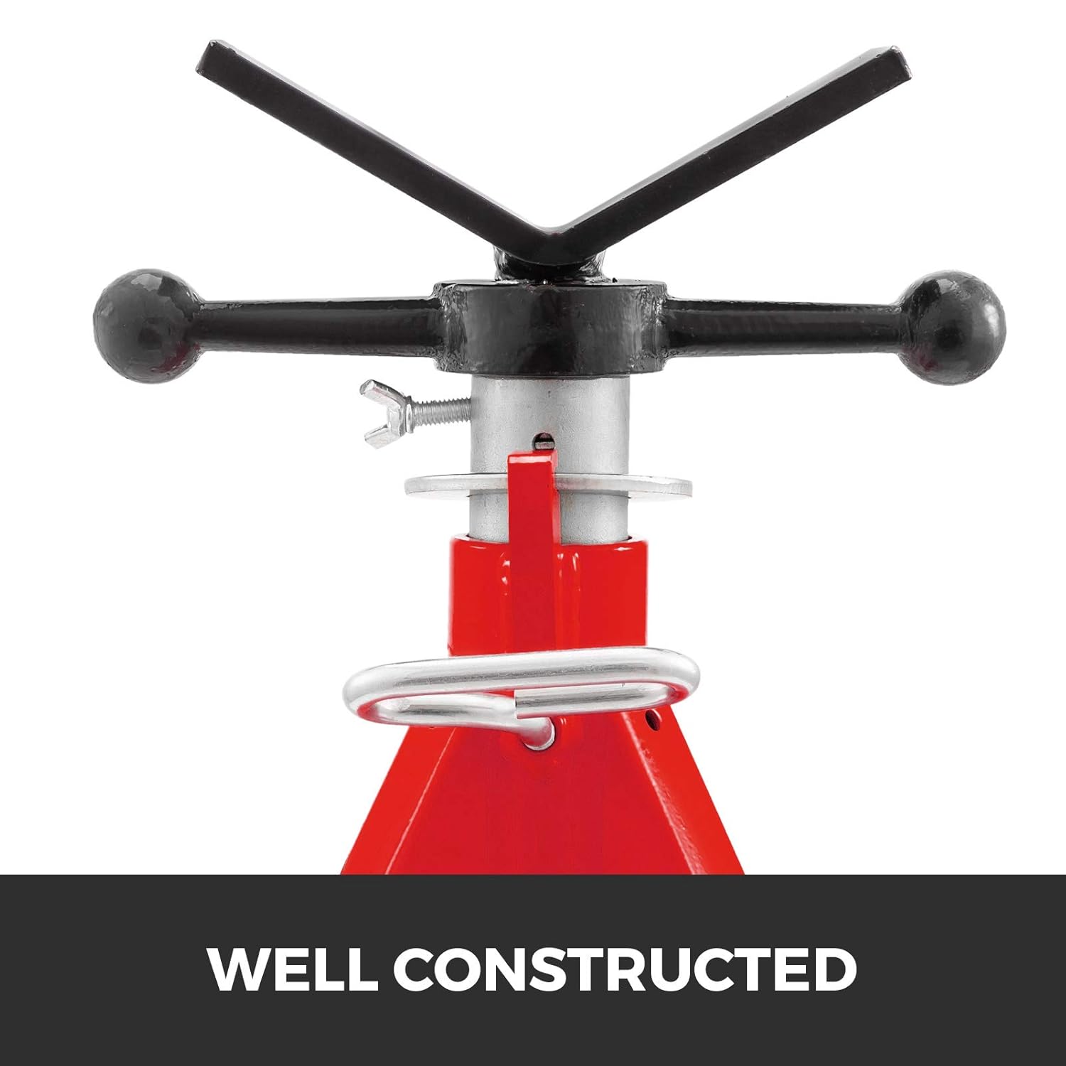 V Head Pipe Stand, Adjustable Height 20-37, 2500 lb. Load Capacity, Carbon Steel U1819
