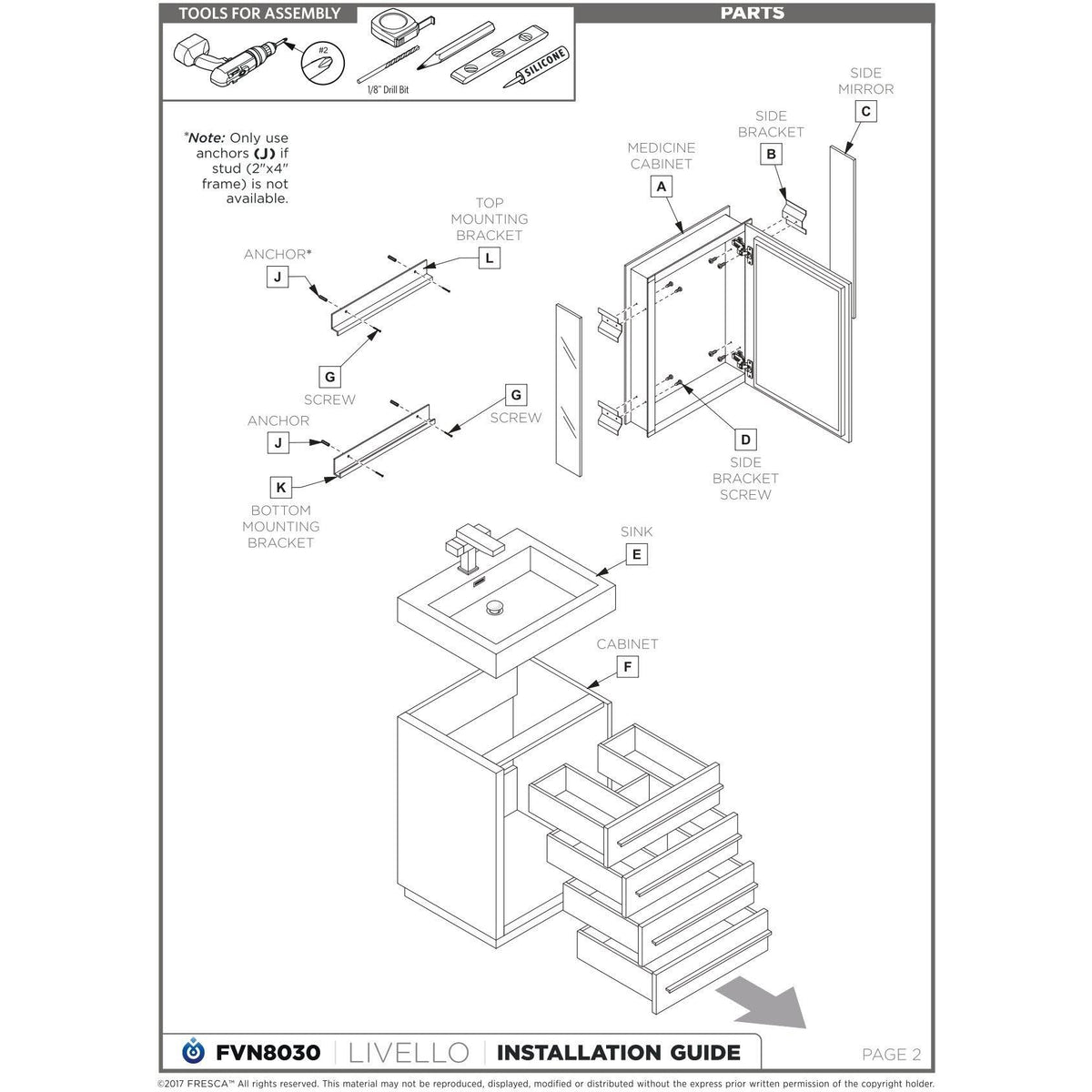 Gray Oak Bathroom Cabinet with Integrated Sink T252