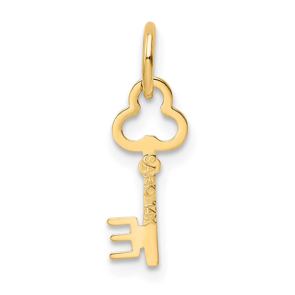 14K Yellow Gold Key Letter E Initial Pendant Charm With 10K Yellow Gold Rope Chain Necklace 18'' Y14943