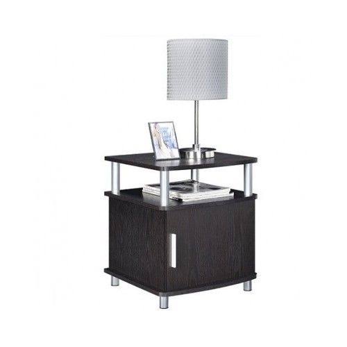 Espresso/Silver End Table with Storage K6321
