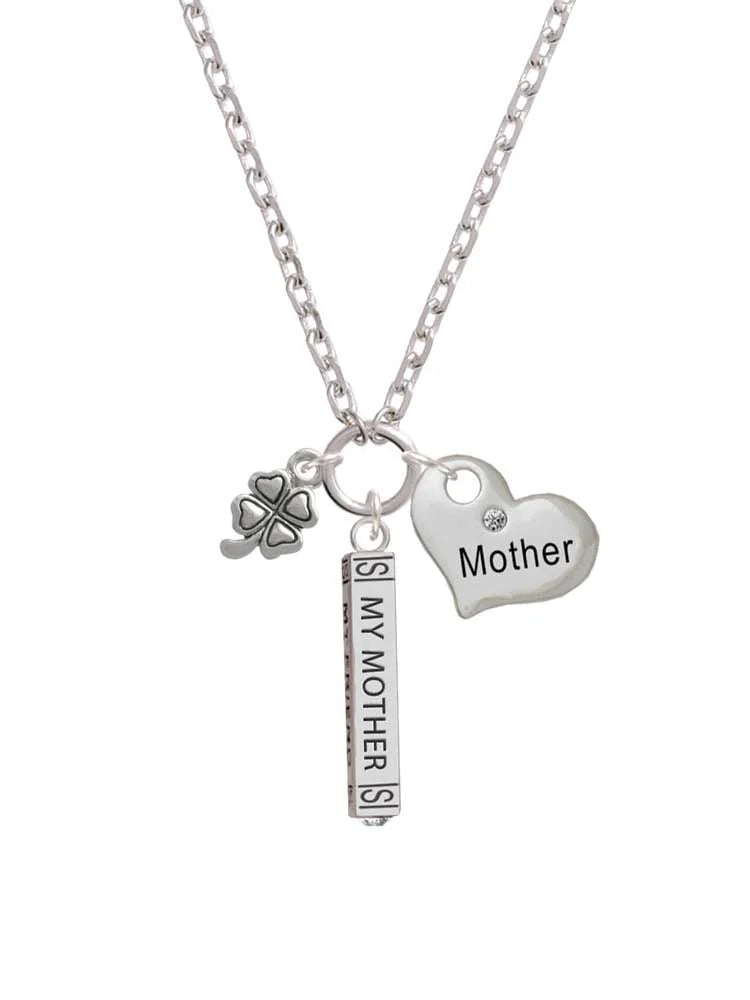 Silvertone Mini Four Leaf Clover Bar Necklace D2245