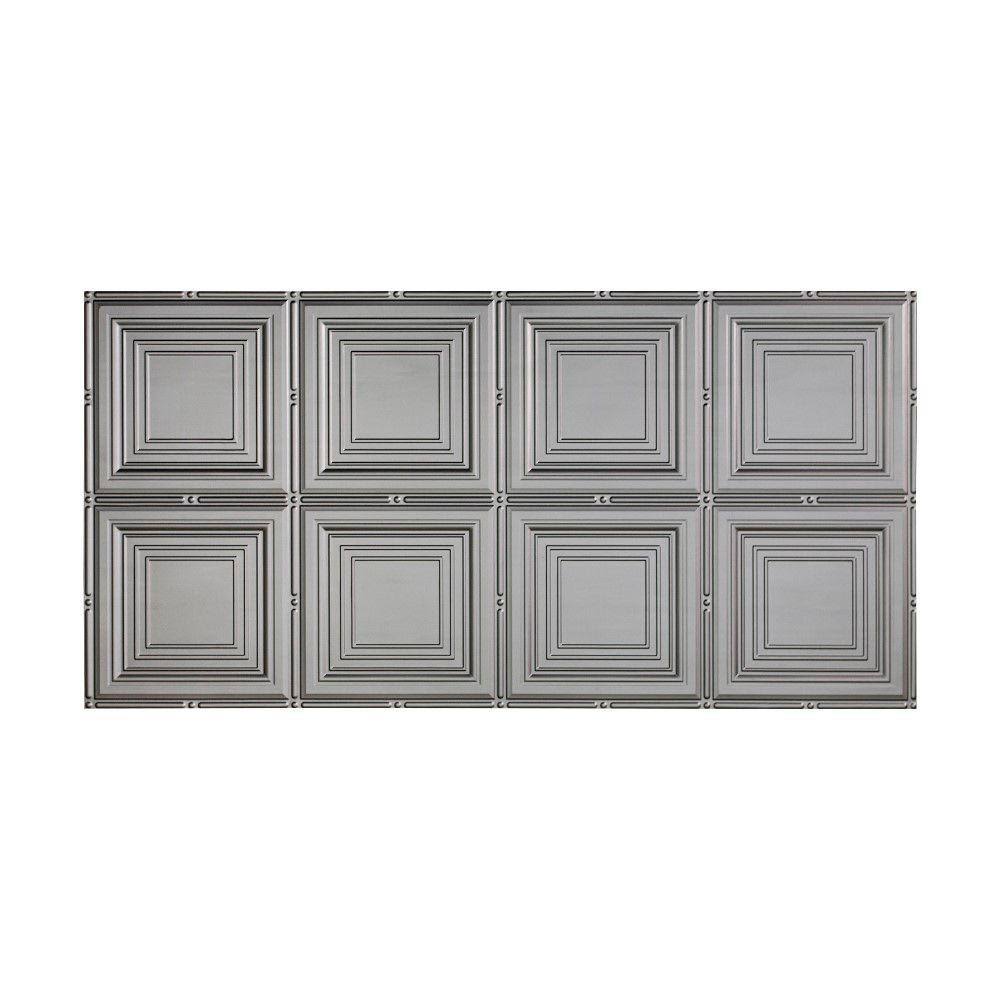 Argent Silver 2ft x 4ft Glue Up Ceiling Tile (5 Pack) A661763