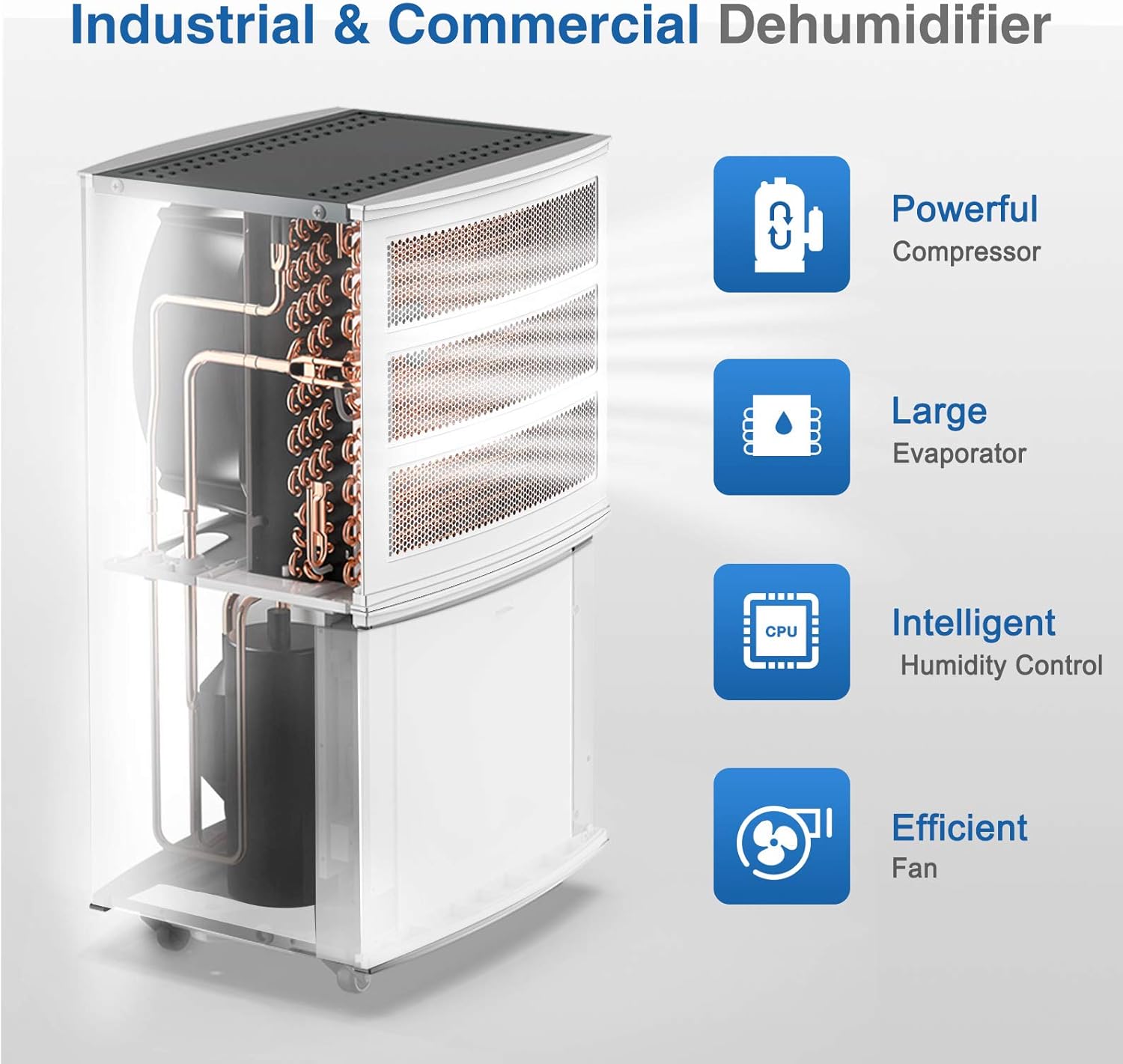 Commercial Dehumidifier 37 Gallons Heavy Duty Industrial with 3.17 Gal. Water Reservoir Z226622