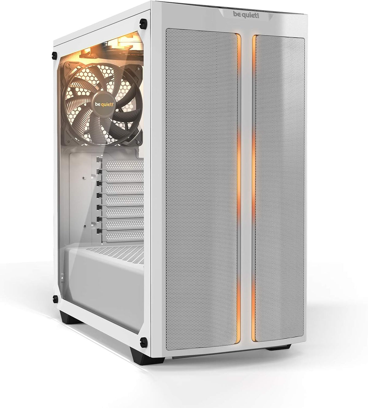 White Mid Tower ATX case with ARGB and tempered glass window A178