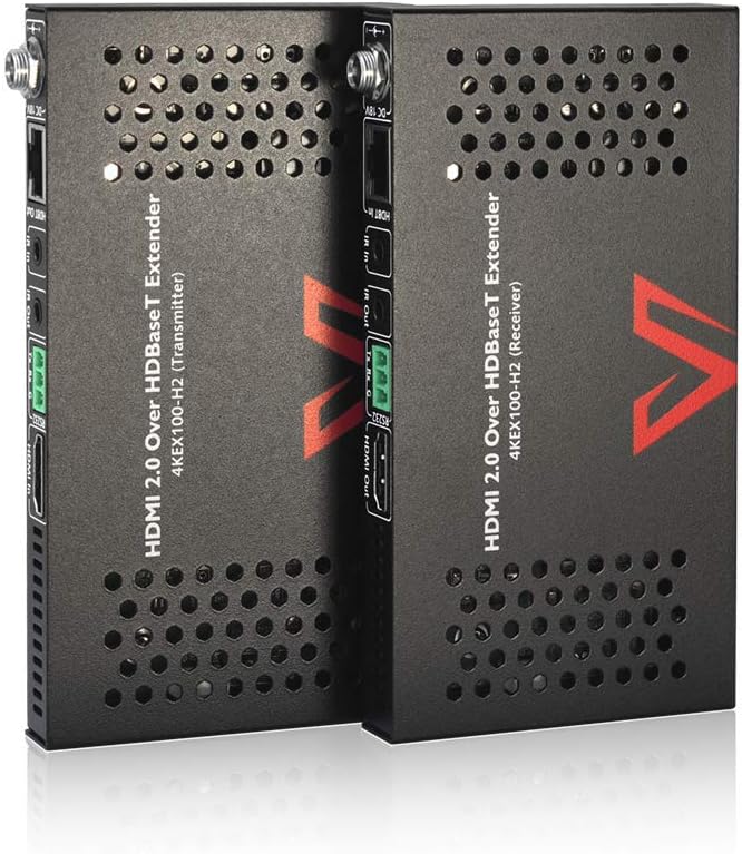 HDBaseT HDMI Extender Over Single Cat6a/7, 4K@60Hz 330ft/100m, PoE IR RS232 HDCP2.2, Zero Latency HDR, Dolby Atmos & DTS:X, CEC, 4K AV Access HDMI Balun H22405