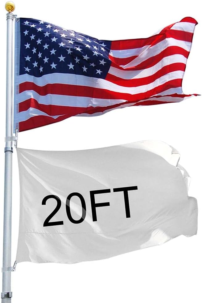 25FT Telescoping Aluminum Flagpole Kit with Tire Mount Base M734