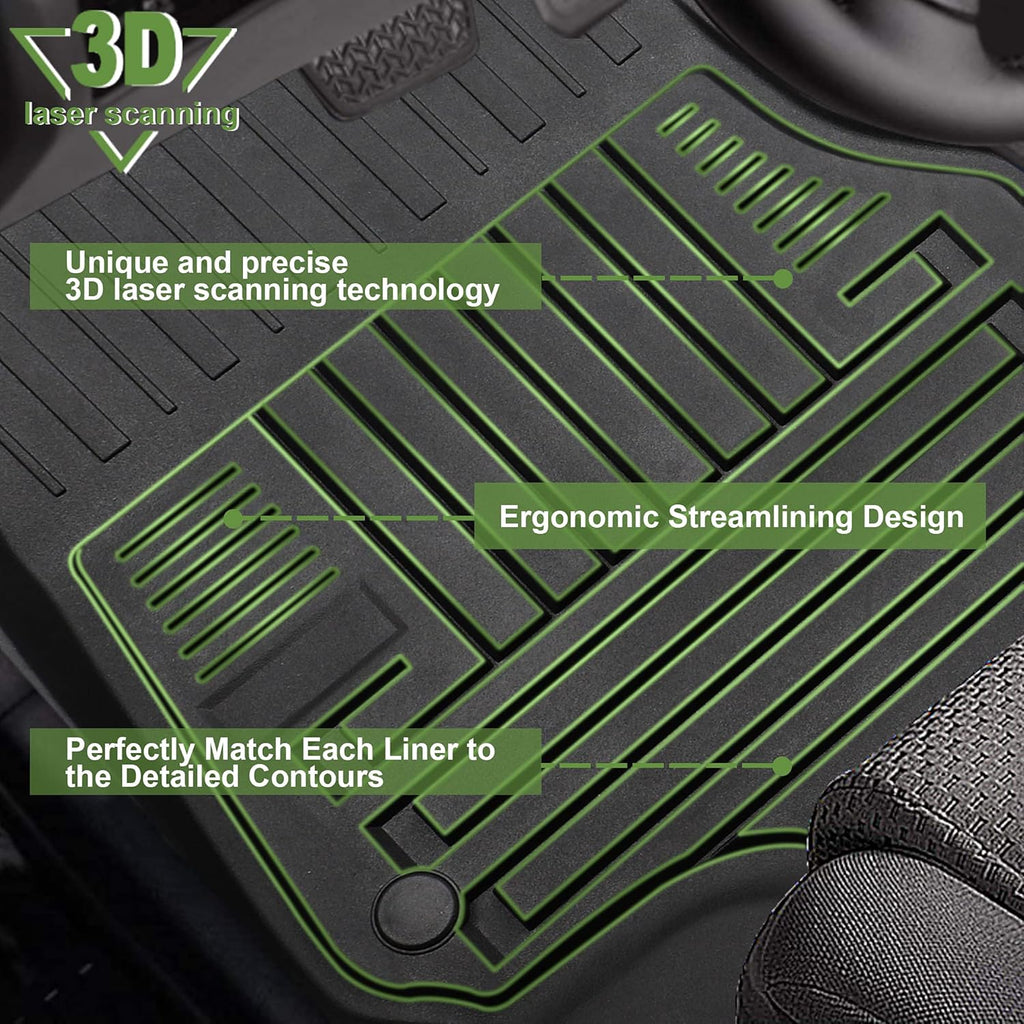 Black TPE All Weather Floor Mats, Full Set of Front and Rear D29729