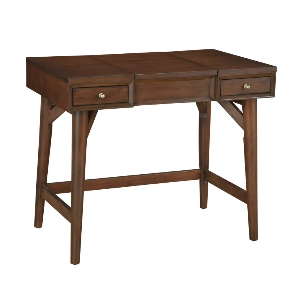 Mahogany Walnut Brown 2 Drawer Vanity Desk with Flip Up Mirror N494