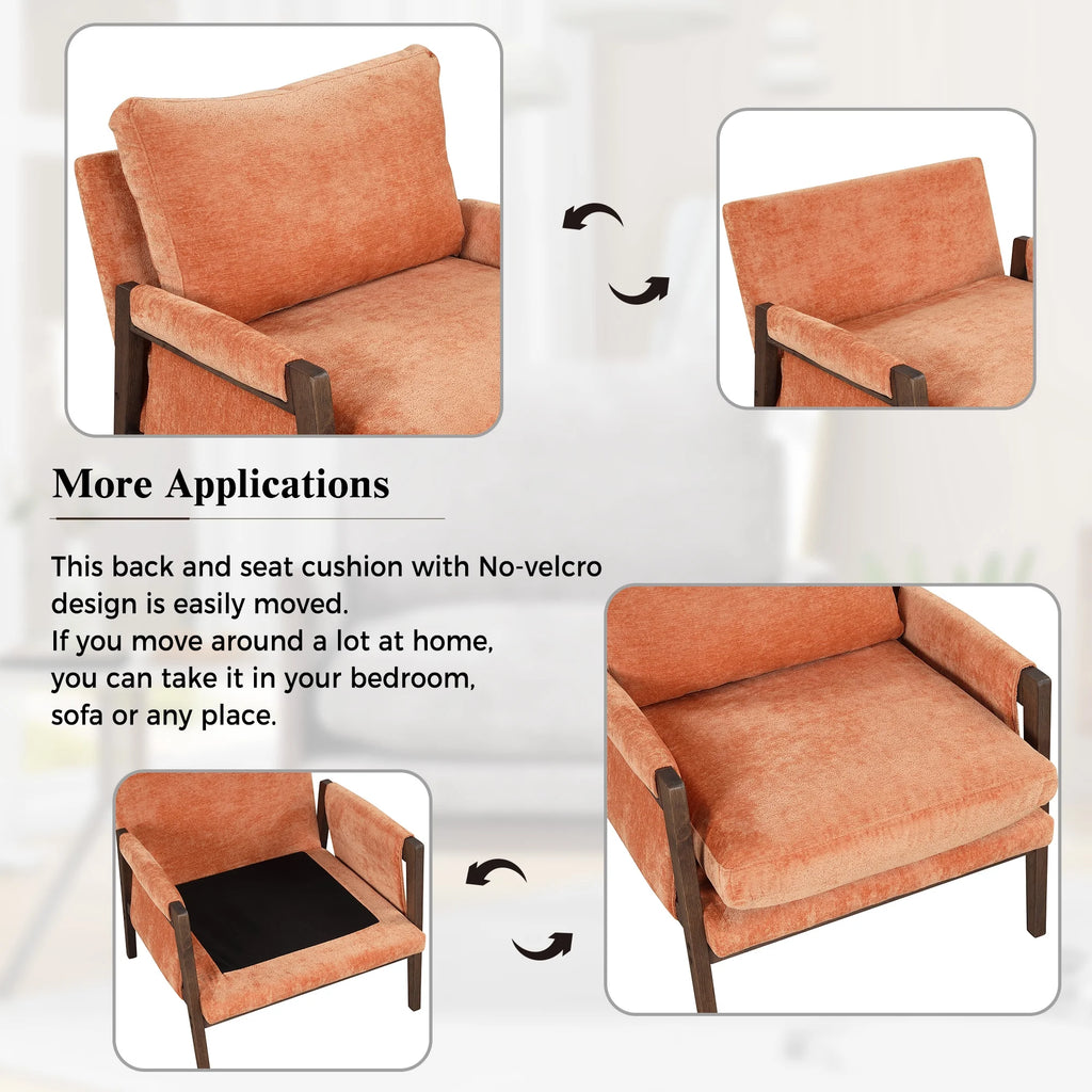 Orange Velvet Accent Armchair B426