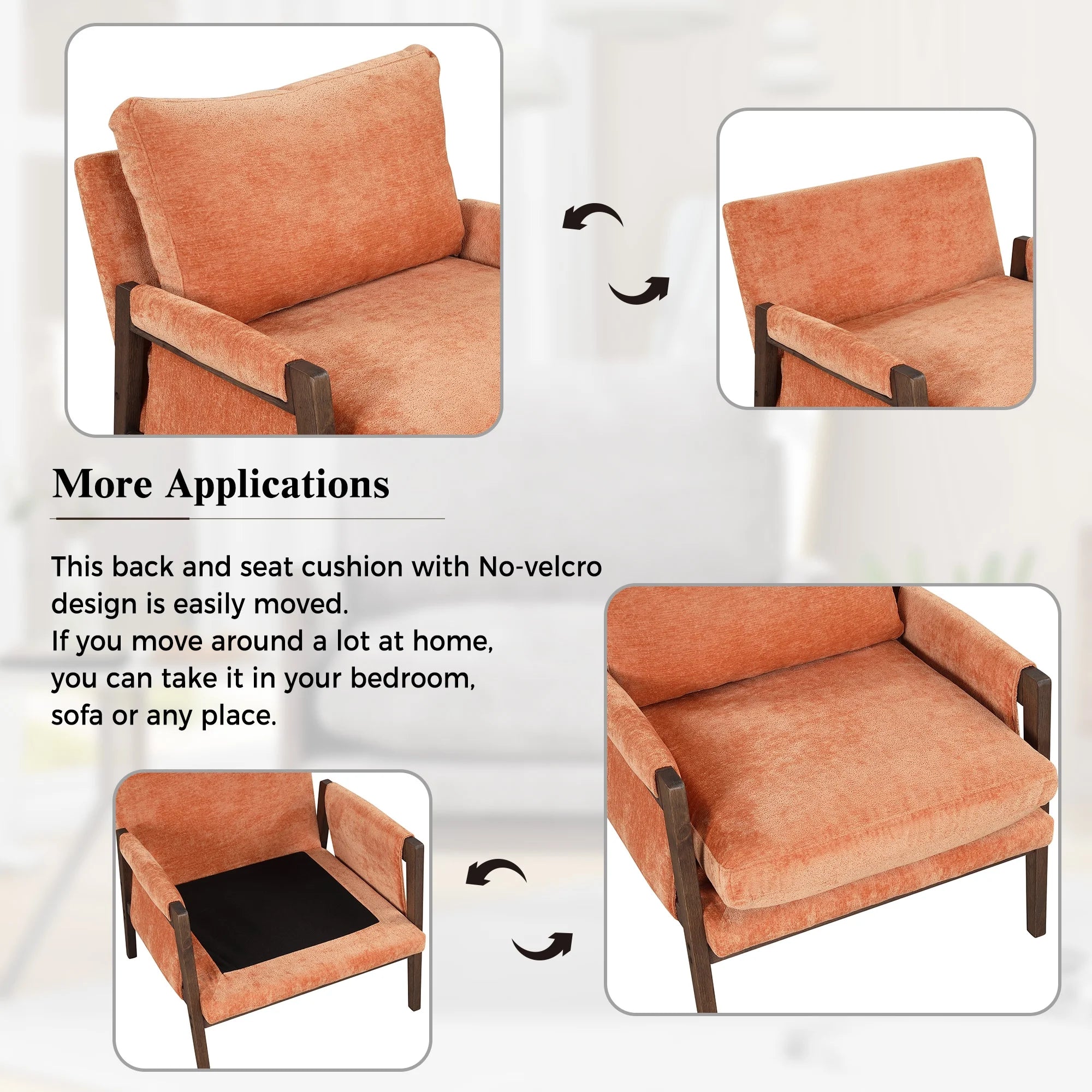 Orange Velvet Accent Armchair B426