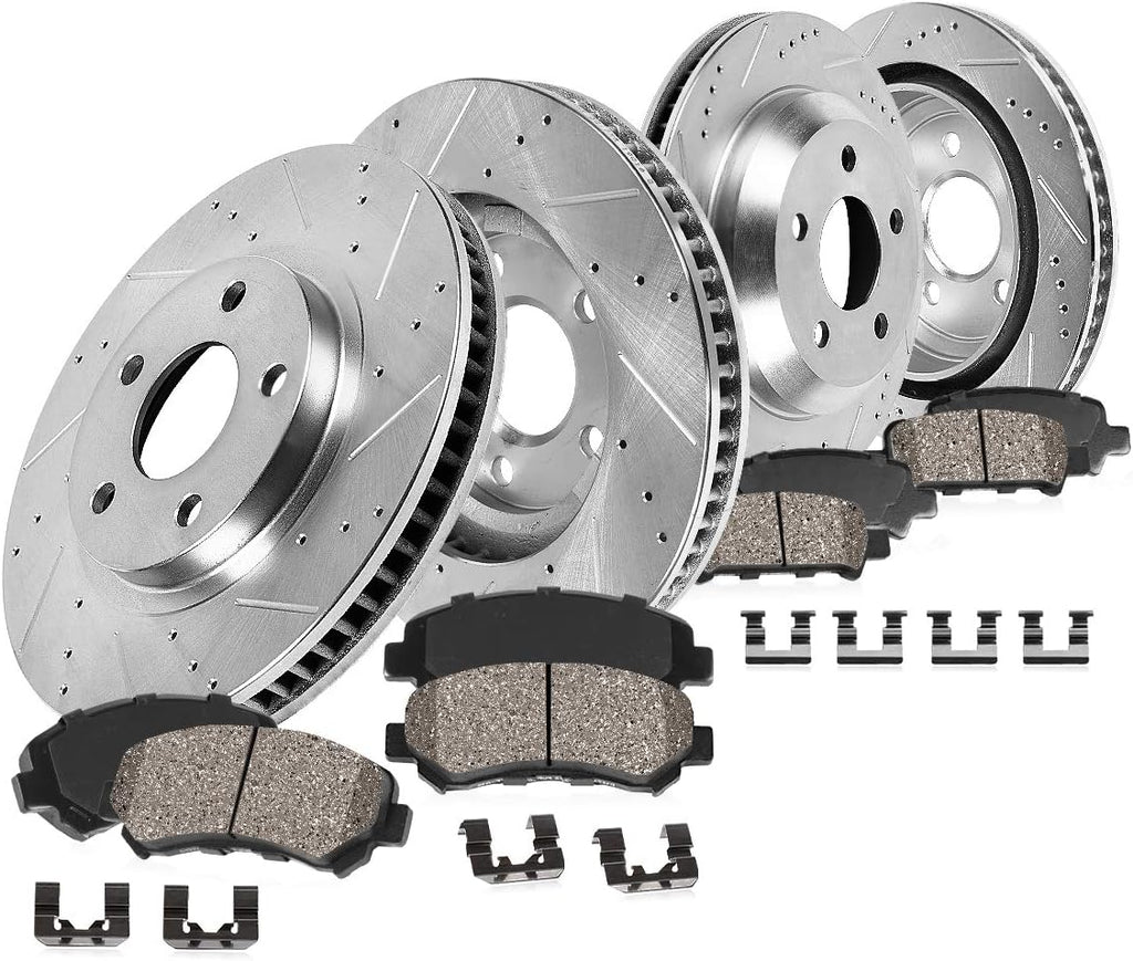 5 Lug Rotors + Ceramic Brake Pads + Clips J70376