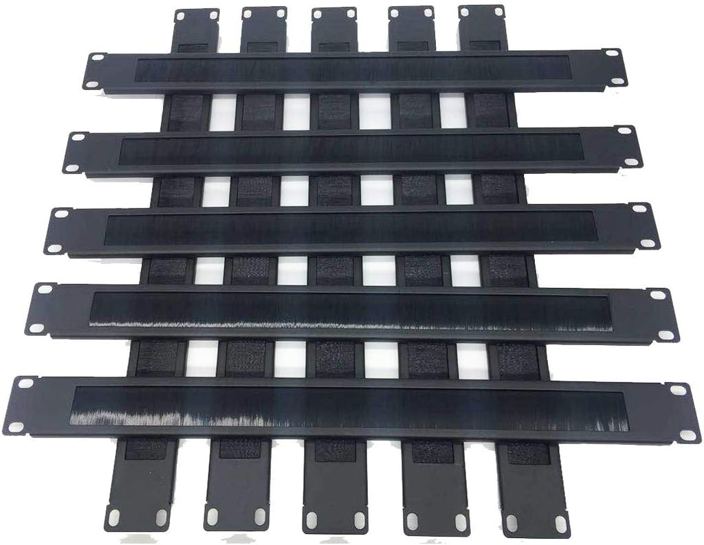 10 Pack 1U Horizontal Rack Mount Cable Management Panel with Cable Entry Brush for 19-Inch Rack Black Q6064