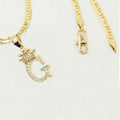 14K Bonded Gold Cuban Chain Necklace with Initial Letters Charm O428963