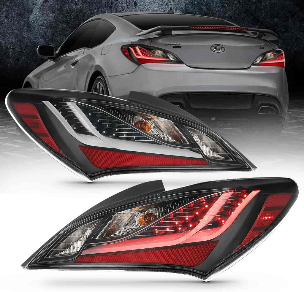 Tail Light Assembly LED Black Housing Dark Smoke Lens Pair P35428