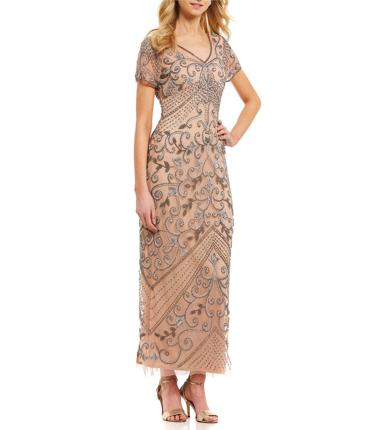 Rose 12 V-Neck Beaded Gown G6175