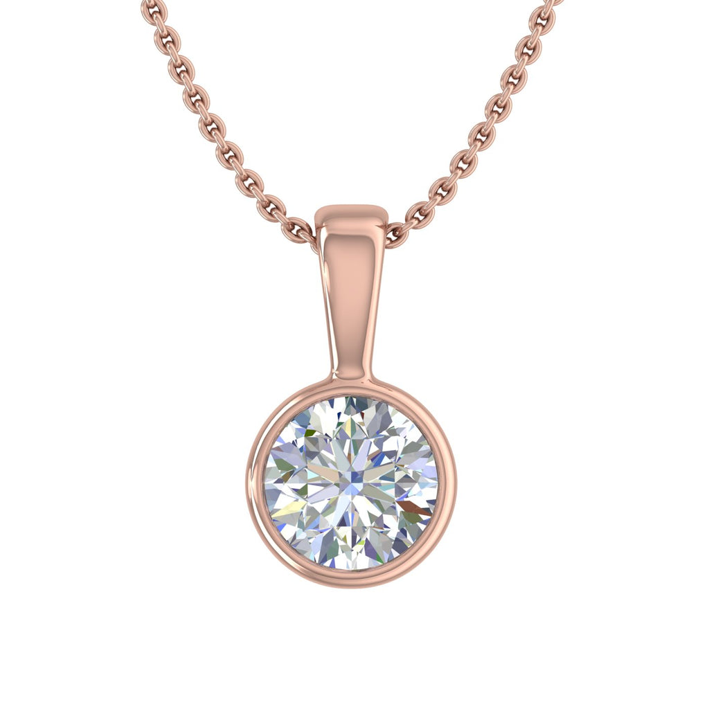 14K Rose Gold Diamond Solitaire Pendant Necklace P260201