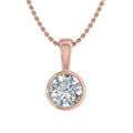 14K Rose Gold Diamond Solitaire Pendant Necklace P260201