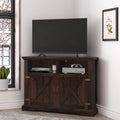 Espresso Wood Corner TV Stand with 2 Doors and 2 Shelves L332394