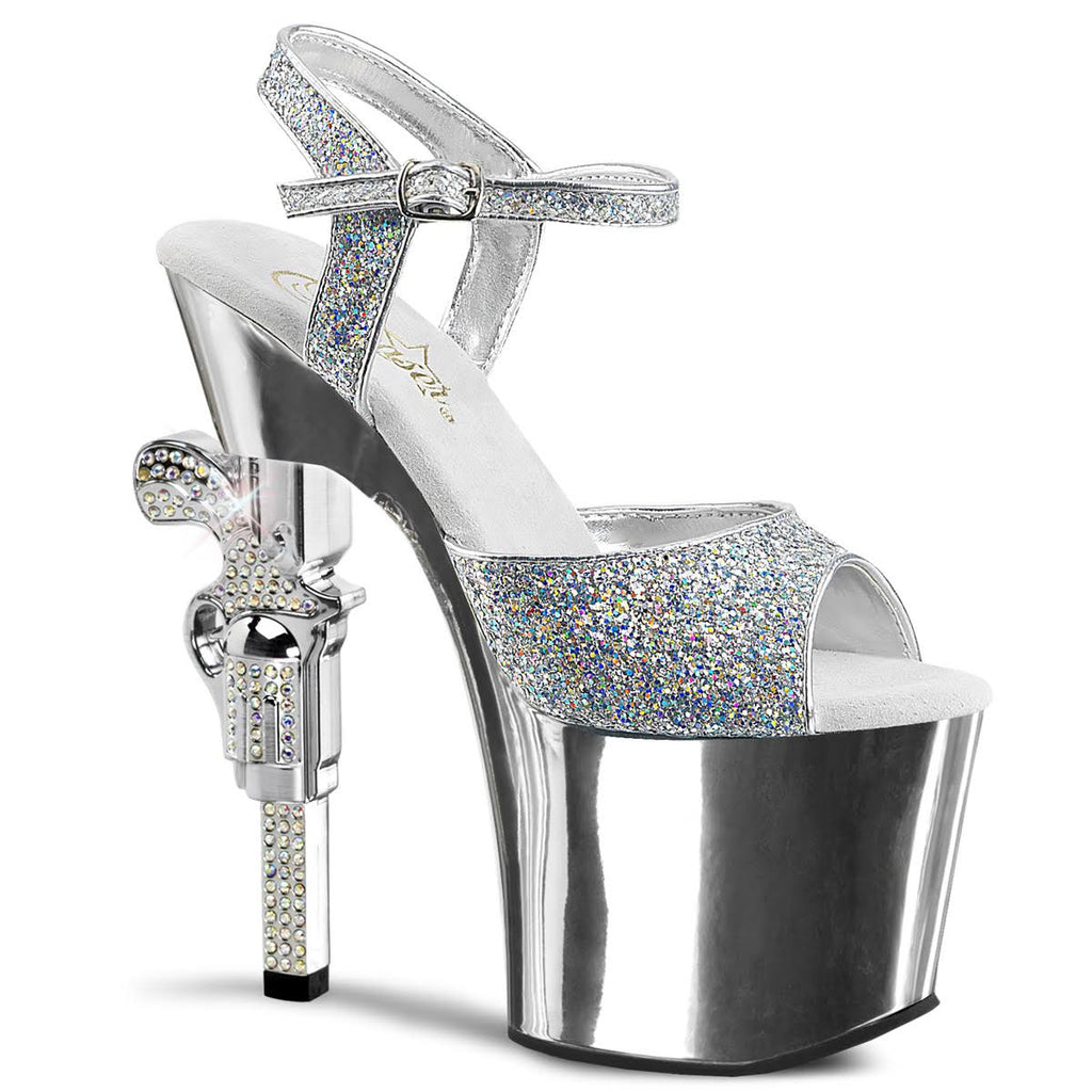 Pink Rhinestone Gun Heel Sandal I52744