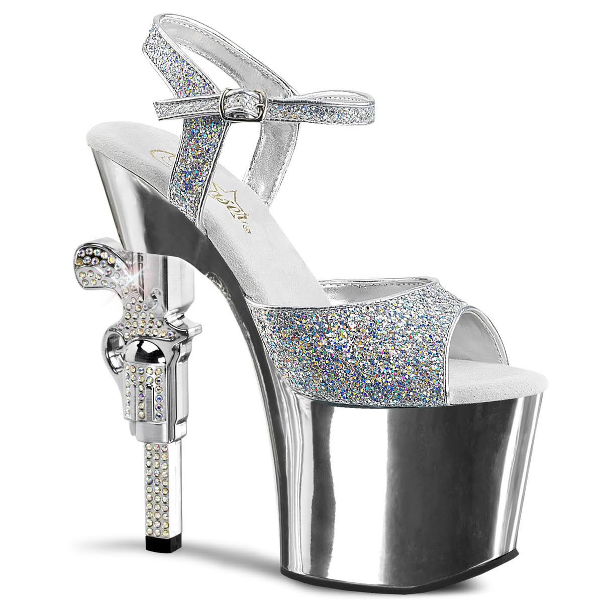 Pink Rhinestone Gun Heel Sandal I52744